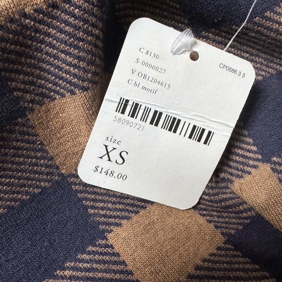 Free People Strapless Plaid Belted Jumpsuit in Navy and Tan - Picture 12 of 15